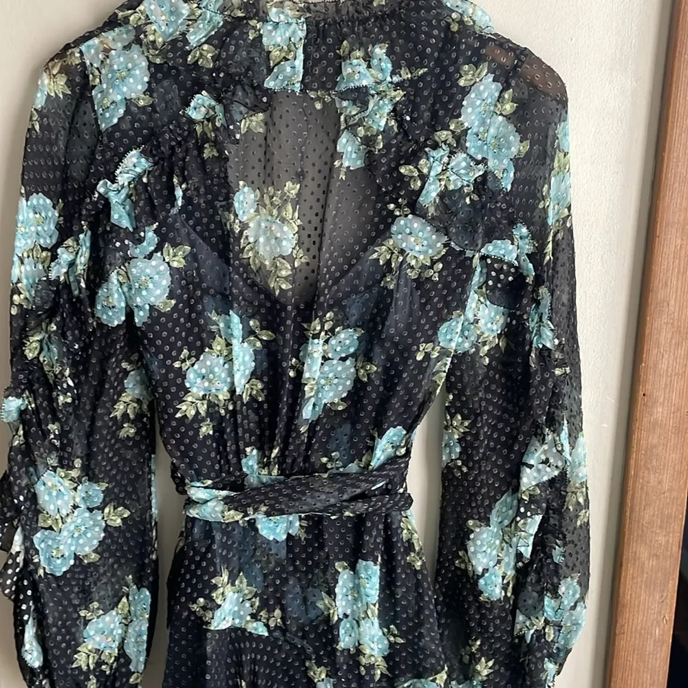 Zimmermann Whitewave Ruffle Wrap Dress In Navy Poppy Floral - Image 10