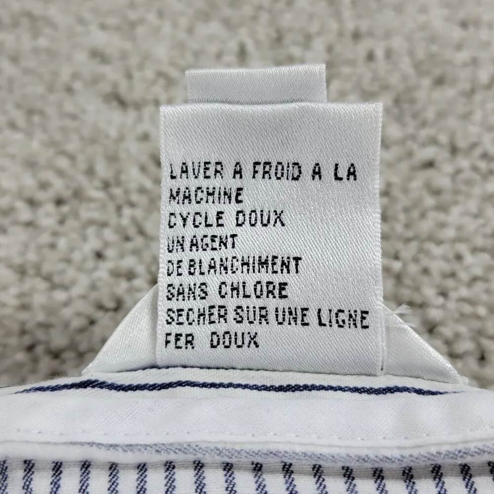 Talbots Womens Skirt 14 Blue White Striped Embroidered Flowers Stretch Lined - Image 14