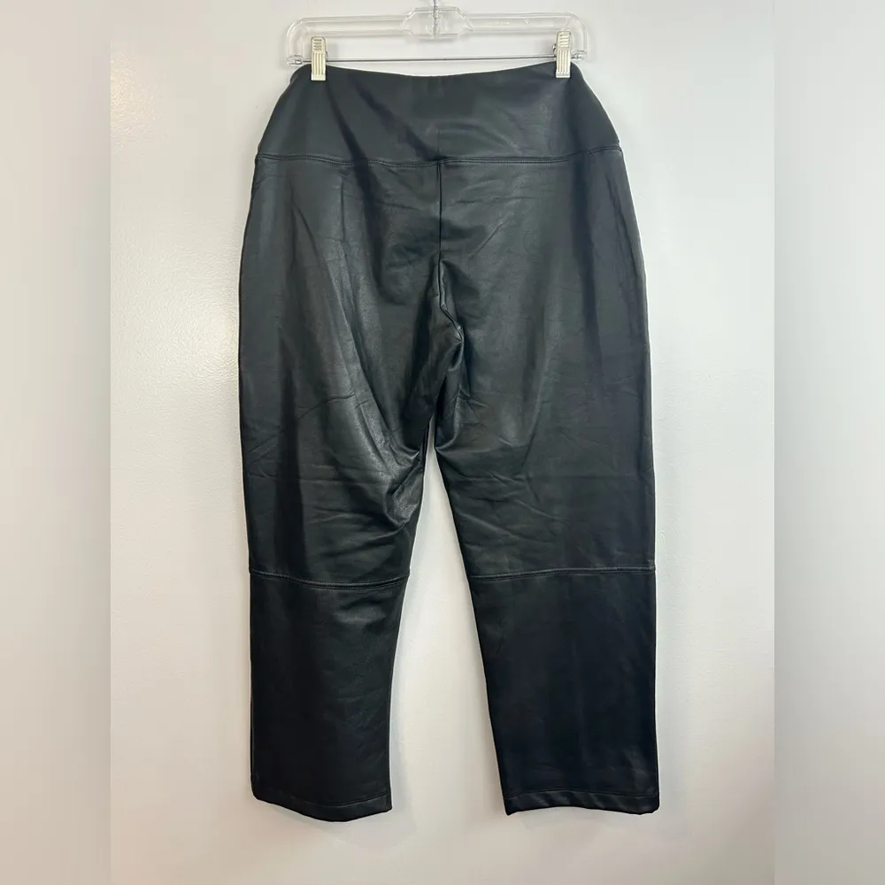 Joie Faux Leather Black High Waisted Ankle Pants Tie Waist Size Medium - Image 7