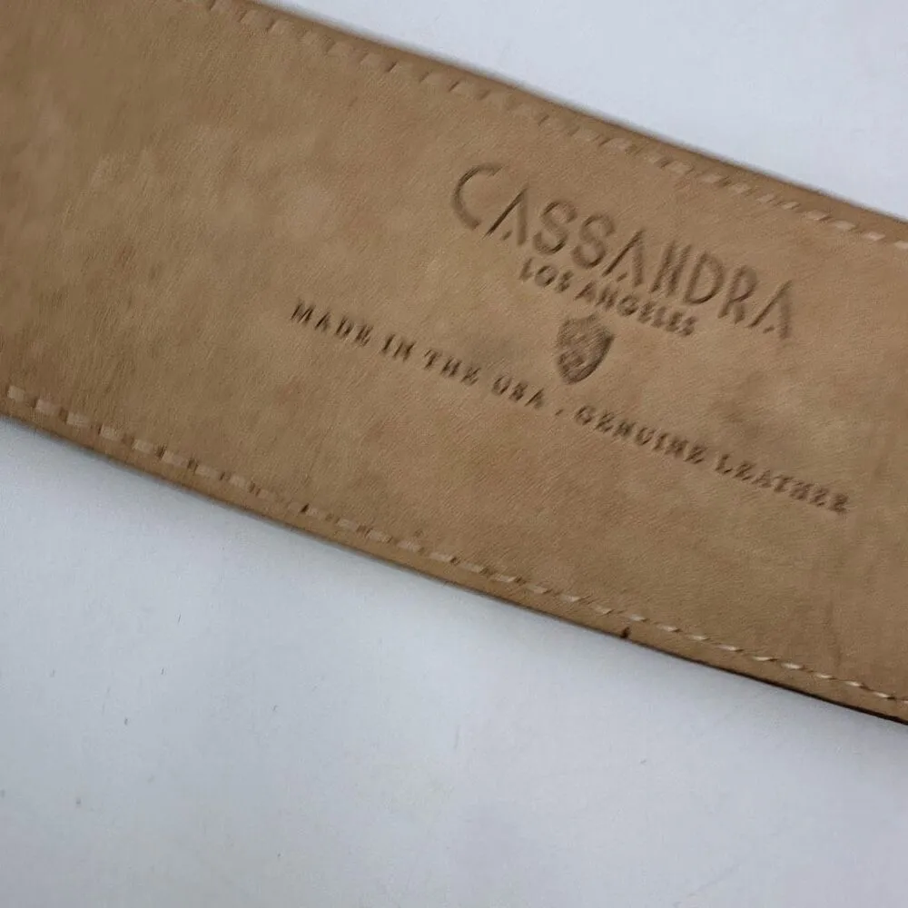 NWT Cassandra Los Angeles Women's Leather Spiked Studded Beluga Belt Brown Small - Image 8