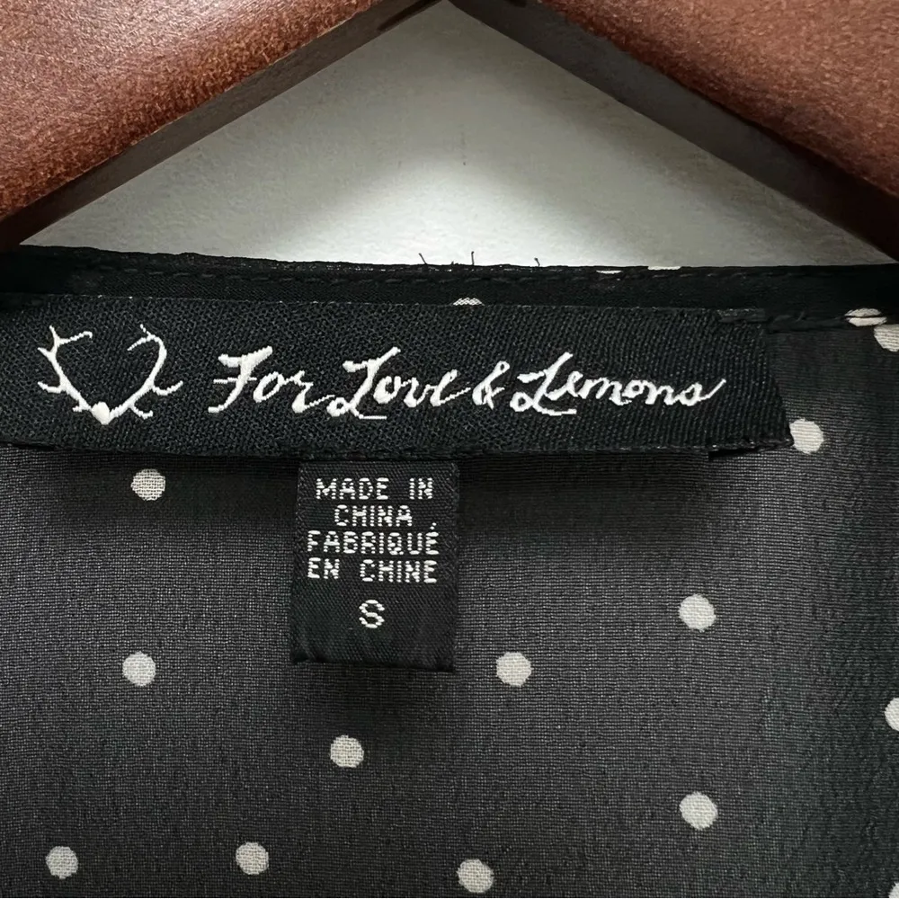 For Love & Lemons Truffles Polka Dot Babydoll Mini Dress Black Romantic Size S - Image 8