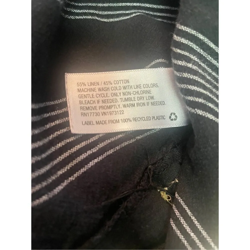 A New Day Black And Gray Striped Sleeveless V-Neck Linen/Cotton Blend Top Size M - Image 8