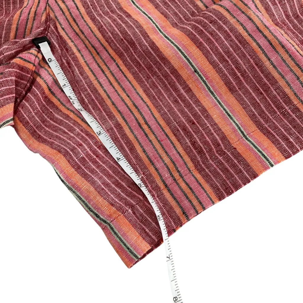J. Jill Womens Striped Linen Shorts Size Rope Tie Belt coastal resort wear Pink - Image 4