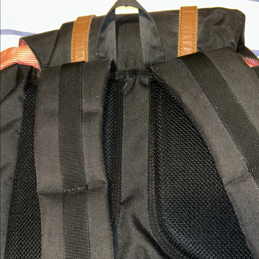 Herschel Supply Company Black Backpack with Tan Straps - Image 5