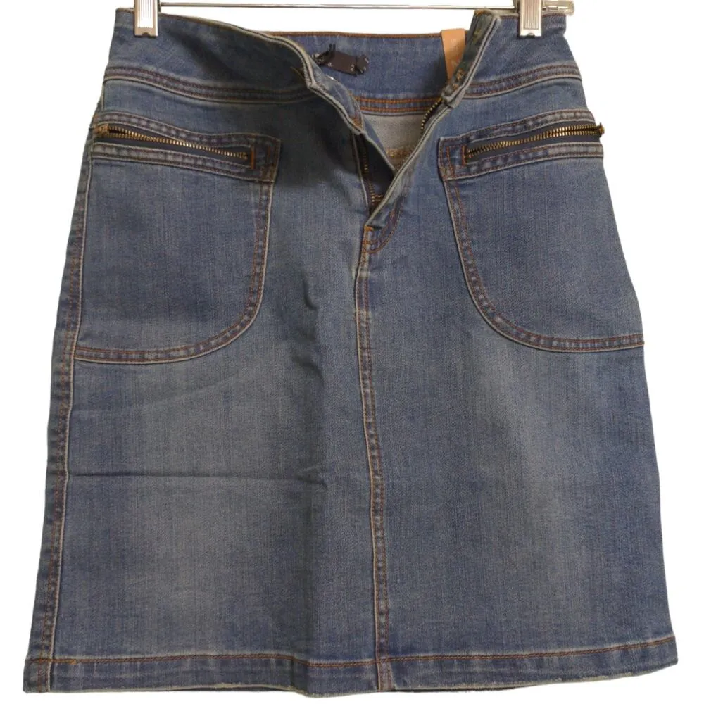 Prana Broadway Skirt Denim Jean True Blue Stretch Organic Pockets 2 New - Image 3