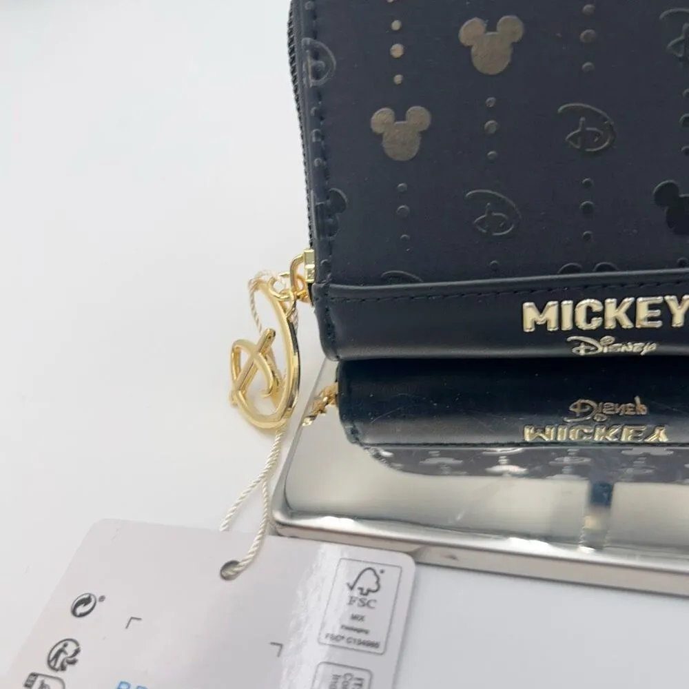 Disney Black on Black Mickey Head wallet With Gold D zipper Pull - Image 3