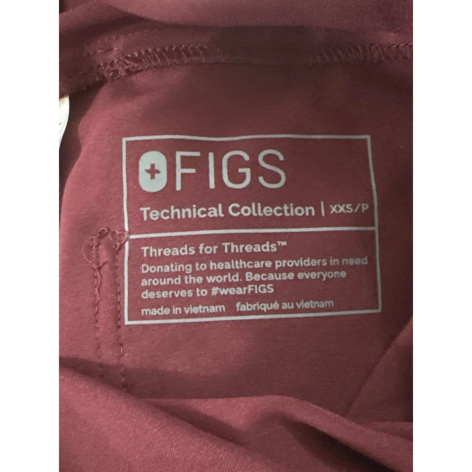 FIGS Maternity Scrub Pants Burgundy Cargo Pocket Waistband XXSP NWT - Image 9