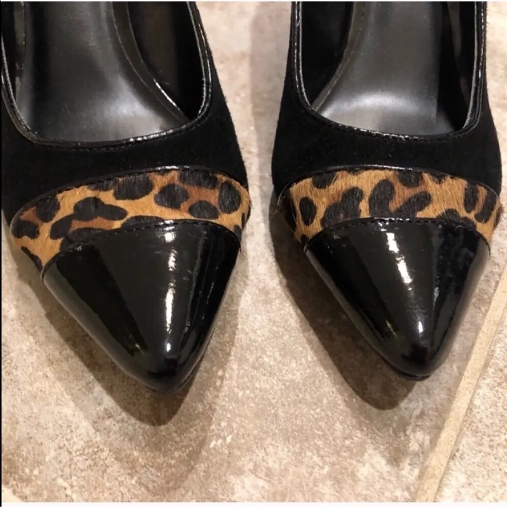 Moda animal black leather pointy toe heels… - Image 4