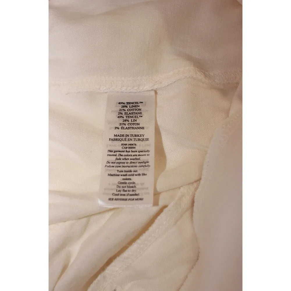 Faherty Women Pants White Arlie Jogger Utility Linen Pull On Stretch Size Medium - Image 12