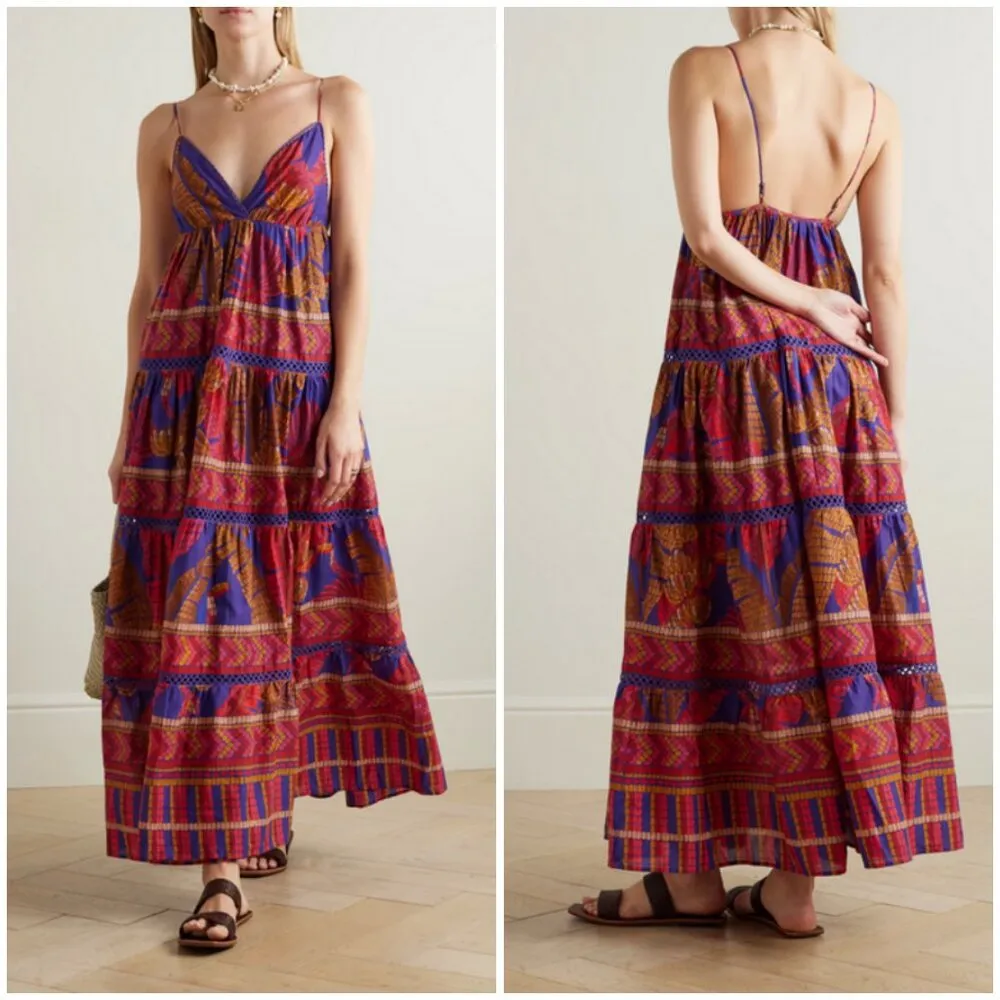 💕FARM RIO💕 Blue Forest Mosaic Sleeveless Maxi Dress ~ Large NWT - Image 6