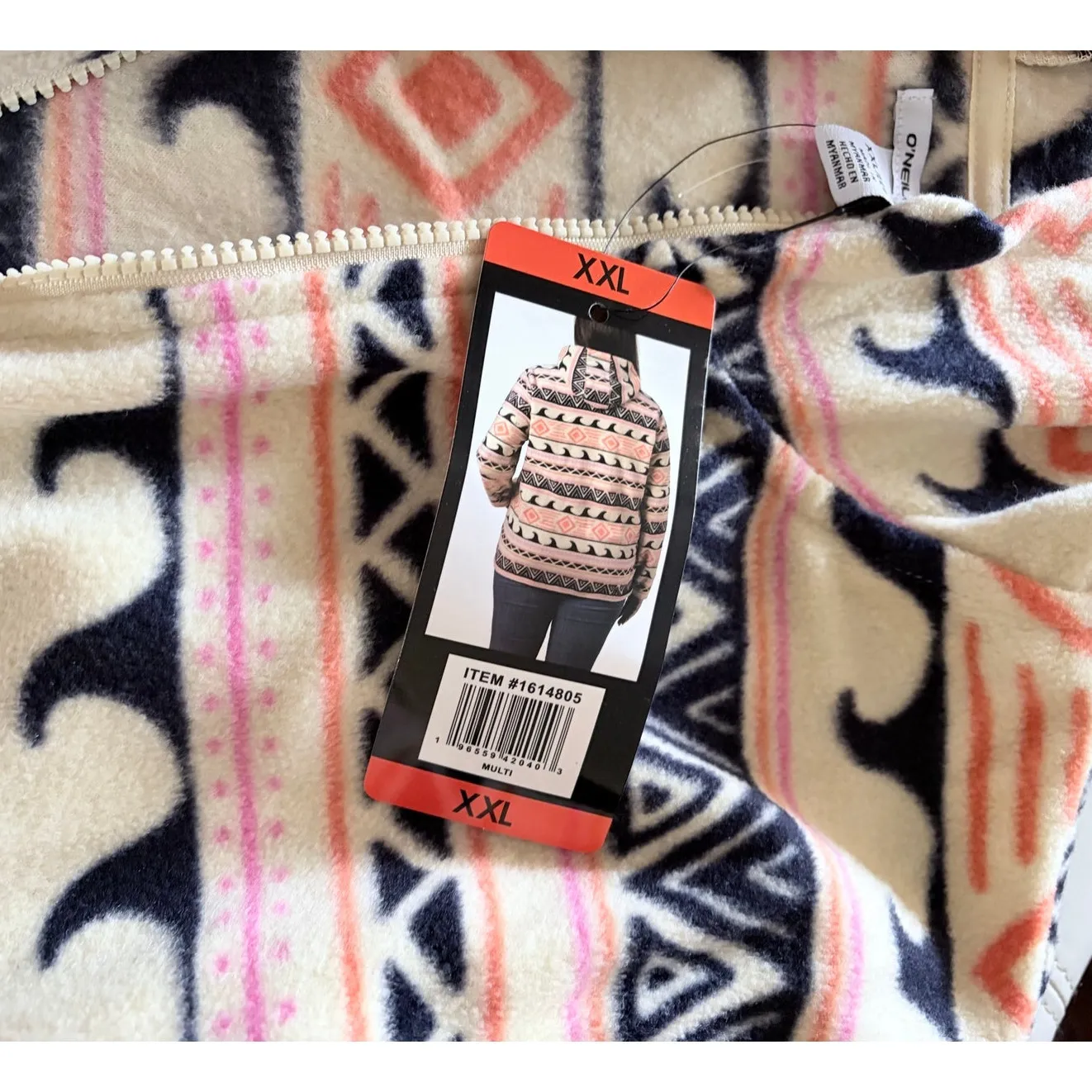 O'Neill Ladies Half Zip Print Fleece Hoodie size XXL - Image 9