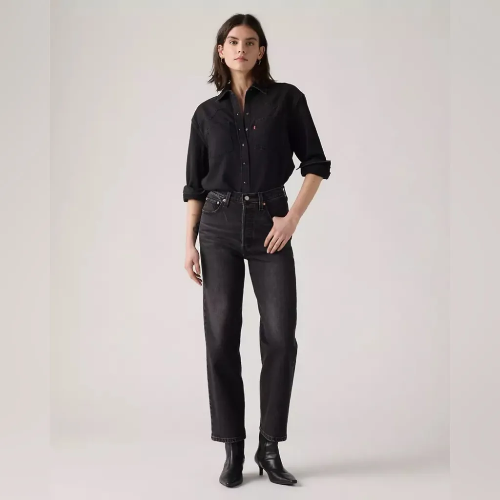 NWT Levi’s Ribcage Ankle Straight Leg Jeans in Loom About Medium Wash Black 29 - Image 7