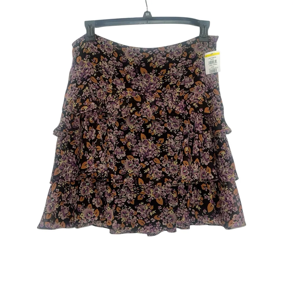 Lauren Ralph Lauren Floral Ruffle Trim Georgette Skirt Size 14 Mini A Line - Image 3
