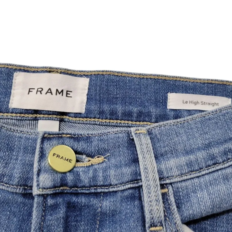 Frame Jeans Size 26 W27"xL26.5" Frame Le High Straight Jeans Stretch Blue Denim Pants Women's - Image 8