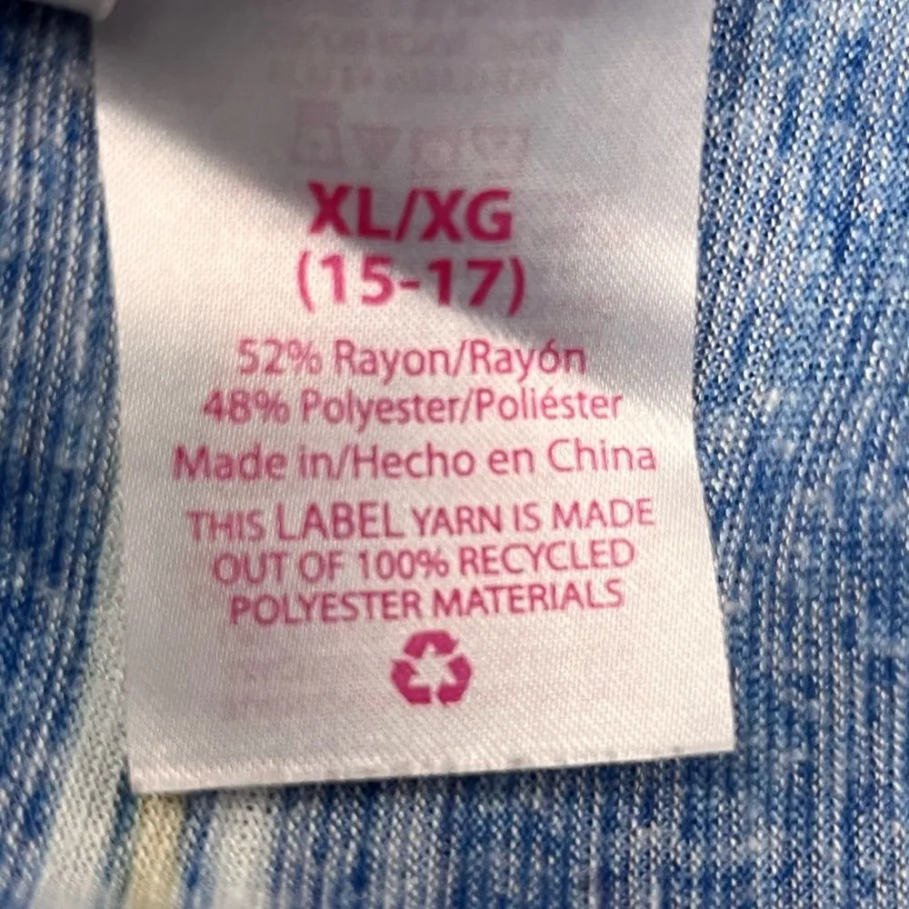 Blue/Yellow Striped Button-Up Short-sleeved V-Neck Top - Image 4