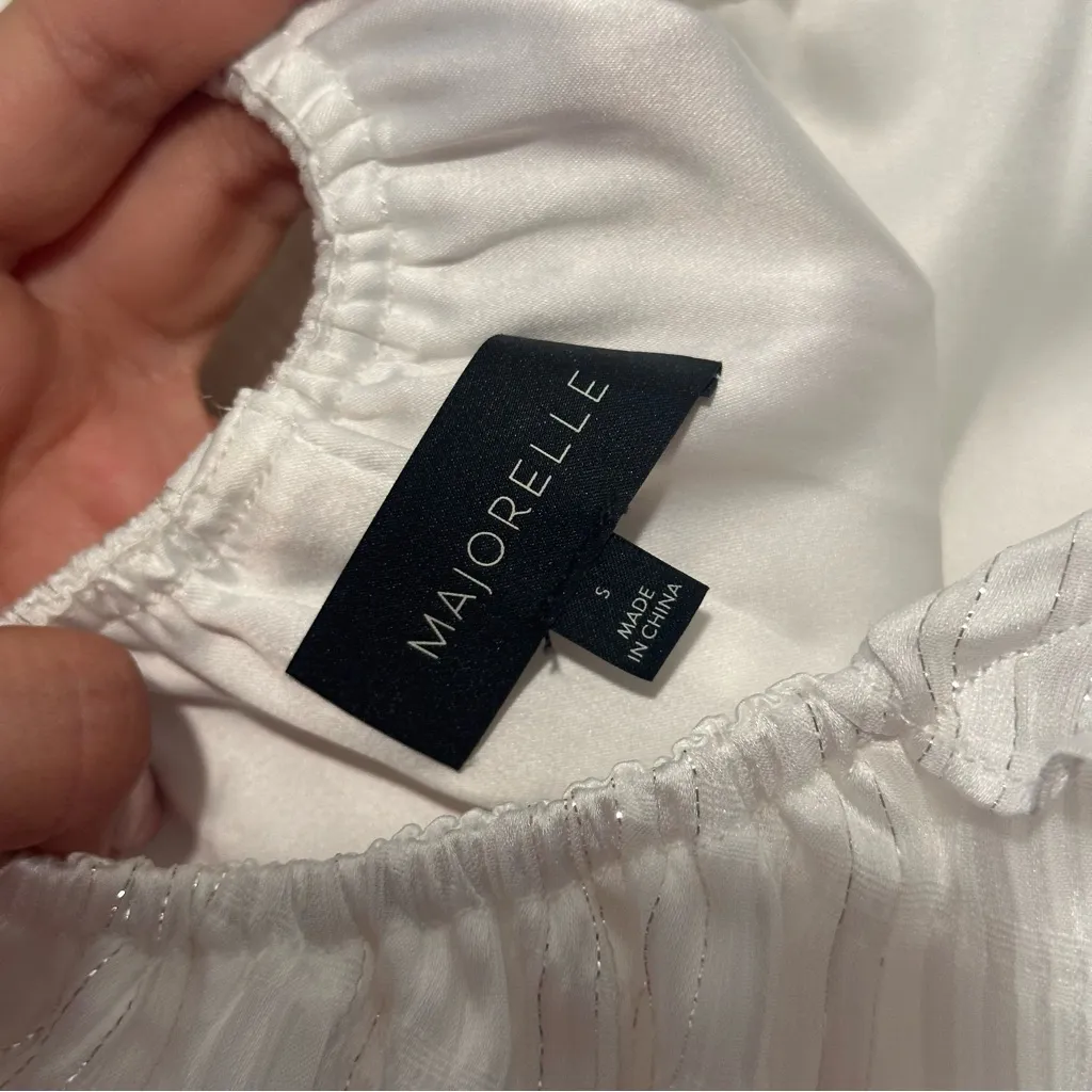 MAJORELLE White Adam Midi Dress In White Lurex Size Small - Image 5