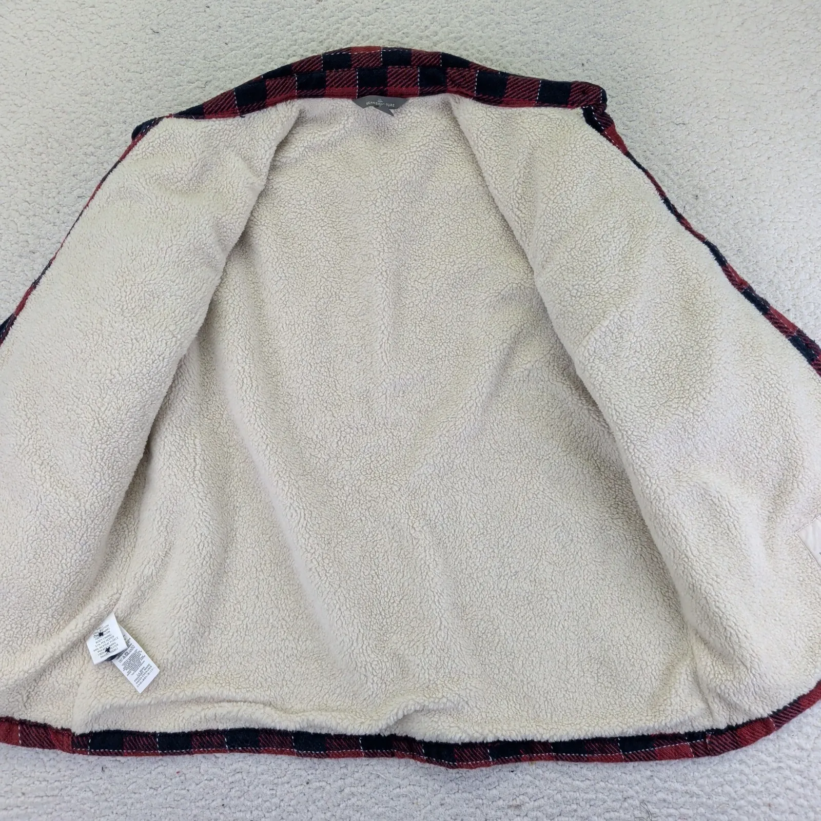 LL Bean Signature Womens Sherpa Lined Flannel Shirt Jacket Plaid Medium 502363 Red - Image 5