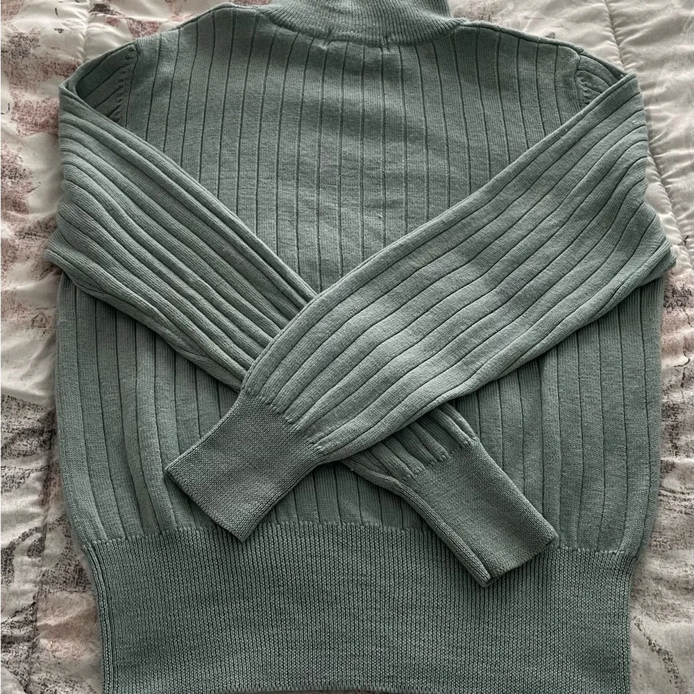 Vintage Valerie Stevens 100% merino wool baby blue ribbed turtleneck sweater PM - Image 13