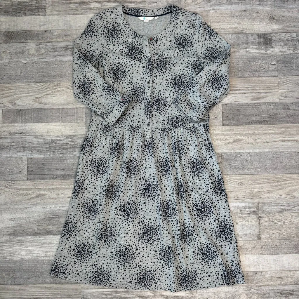 Boden Grey Star Print Button Front Dress B47 Gray Size 10 - Image 3