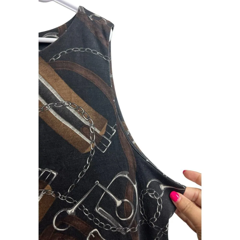 Lauren Ralph Lauren Equestrian Buckle Silk Wool Jersey Sleeveless Top 3X - Image 3
