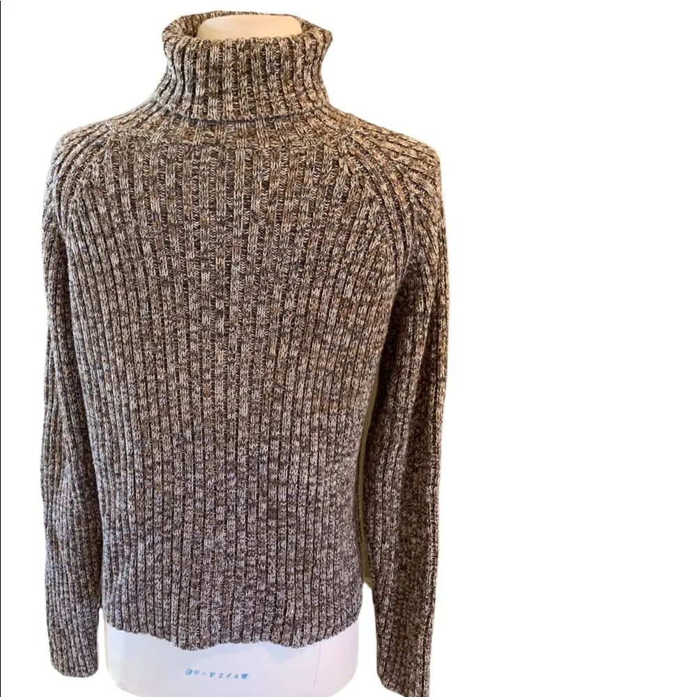 Comfy Warm Sweater Heather Brown Turtleneck Pullover Vintage Thick Crochet - Image 10