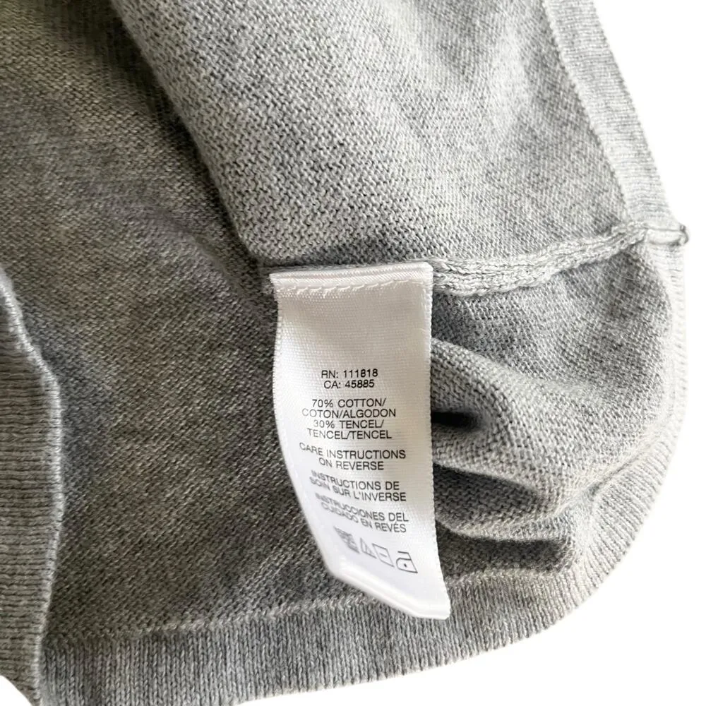 MICHAEL Michael Kors Gray Ruffle Pleated Split Tie Neck Sweater Size Large - Image 7