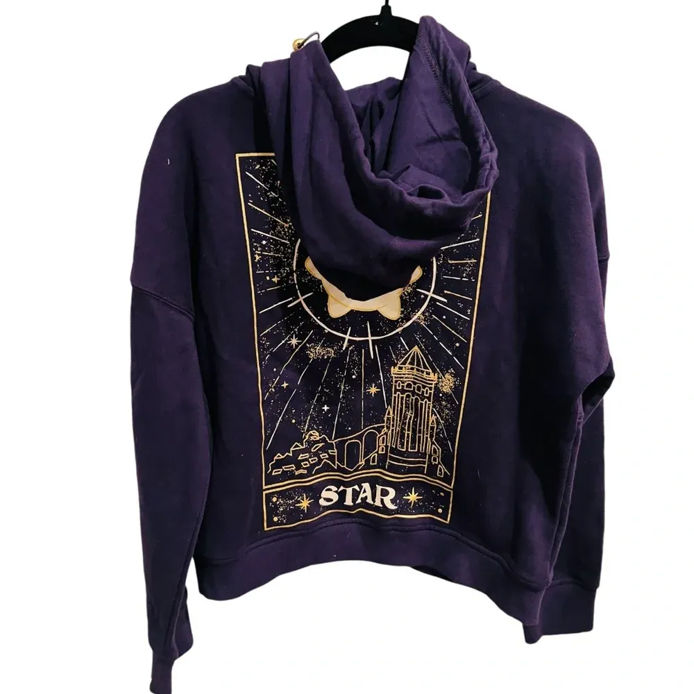 Disney Hoodie Womens Purple Gold Wish Star Look Up Half Zip Size Small - Image 7