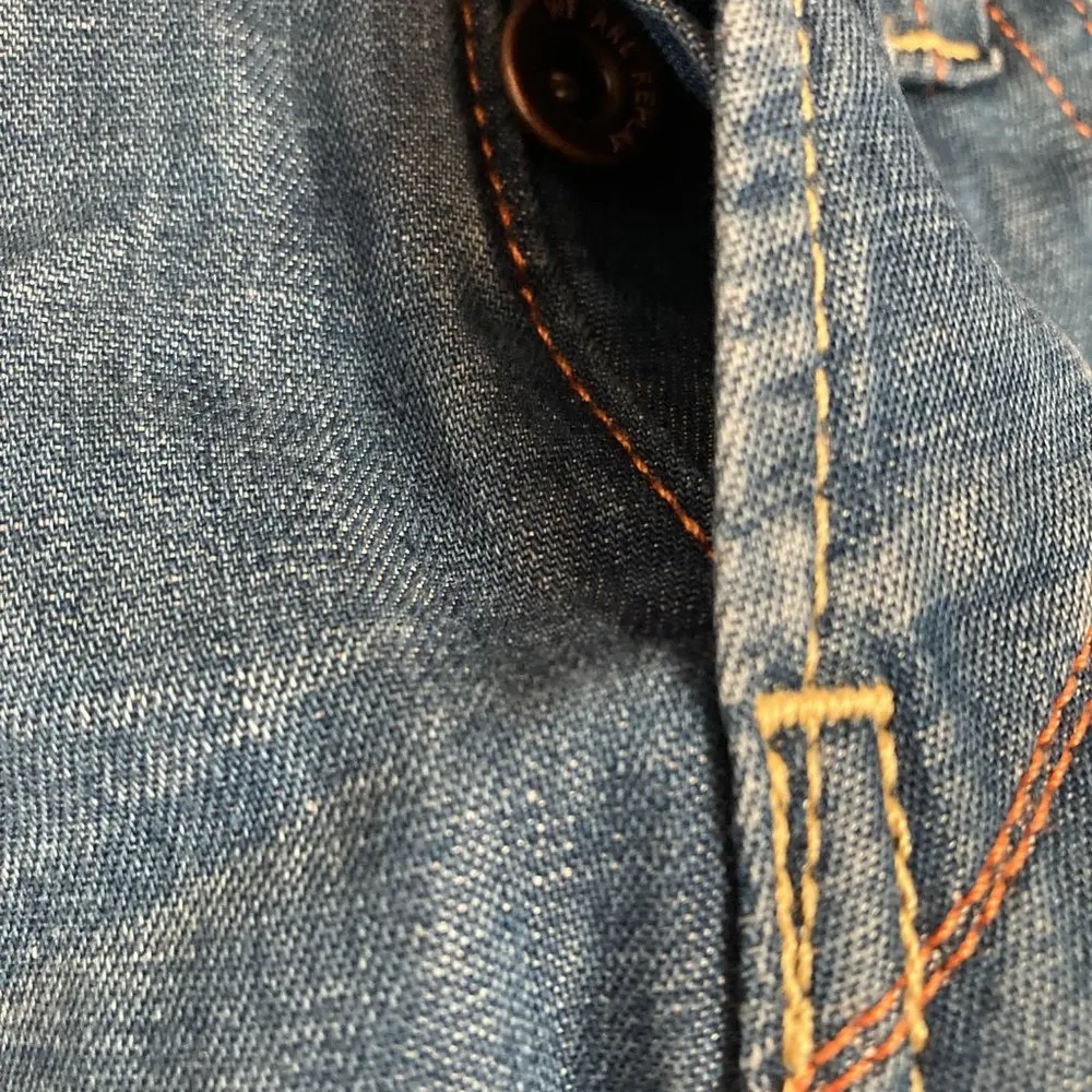 We Are Replay women's size 28 linen blend button fly bootcut jeans 30x34 - Image 7