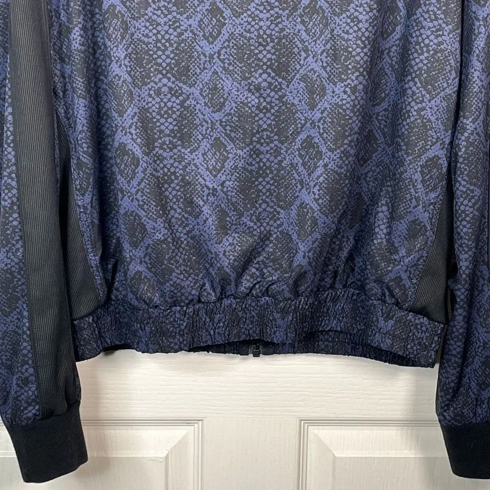 Athleta Sz M Brooklyn Bomber Jacket Blue Black Snakeskin Print - Image 8