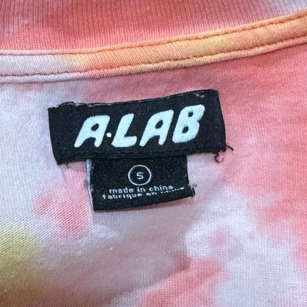 A.Lab Tie Dye Plant Cropped Long Sleeve Tee Shirt Women’s Small Yellow - Image 3