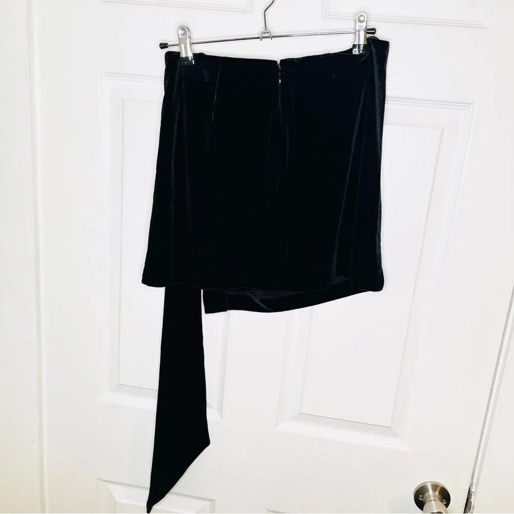 Anthropologie Avec Les Filles Black Velvet Rosette Tie Mini Skirt XS NWT - Image 8