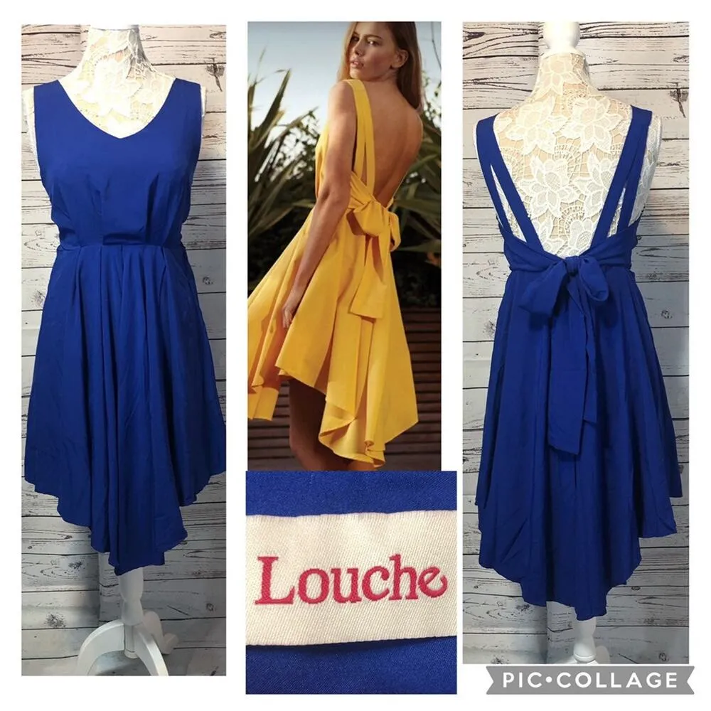 Louche Elegant Dress- open back with Cross over straps royal blue size 14 - Image 12