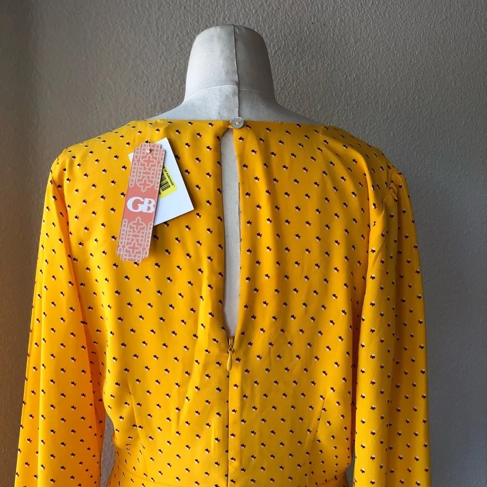 Gianni Bini  front keyhole mustard dress academia bright sexy librarian vibes - Image 3