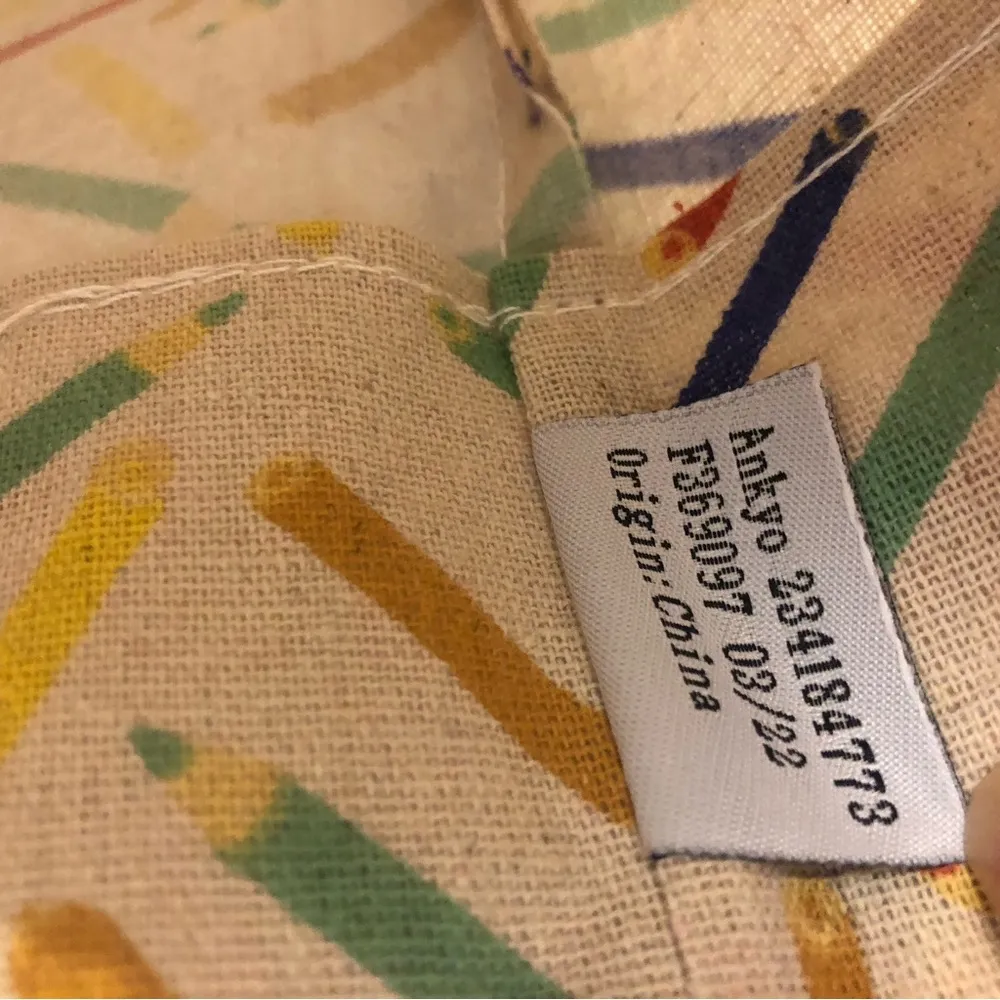 Multicolor Colored Pencil Natural Canvas Storage Bag/Basket with Handles - Image 5