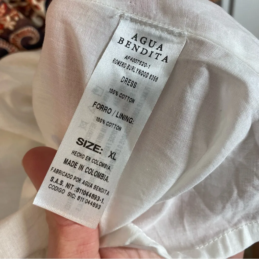 Agua Bendita x Anthropologie Elayna 100% Cotton Puff Sleeve Midi Dress size‎ xl - Image 5