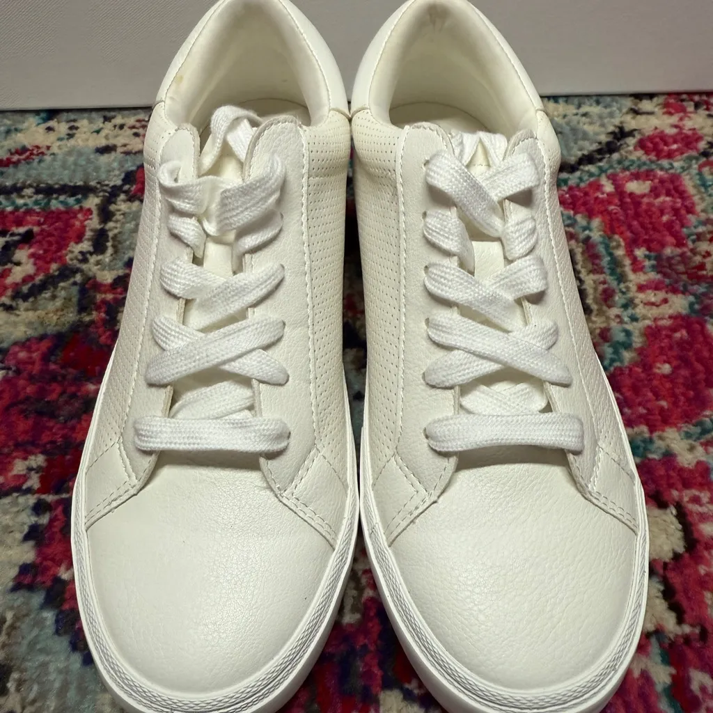 Classic Leather White Women's Sneakers, size 8 - Image 3