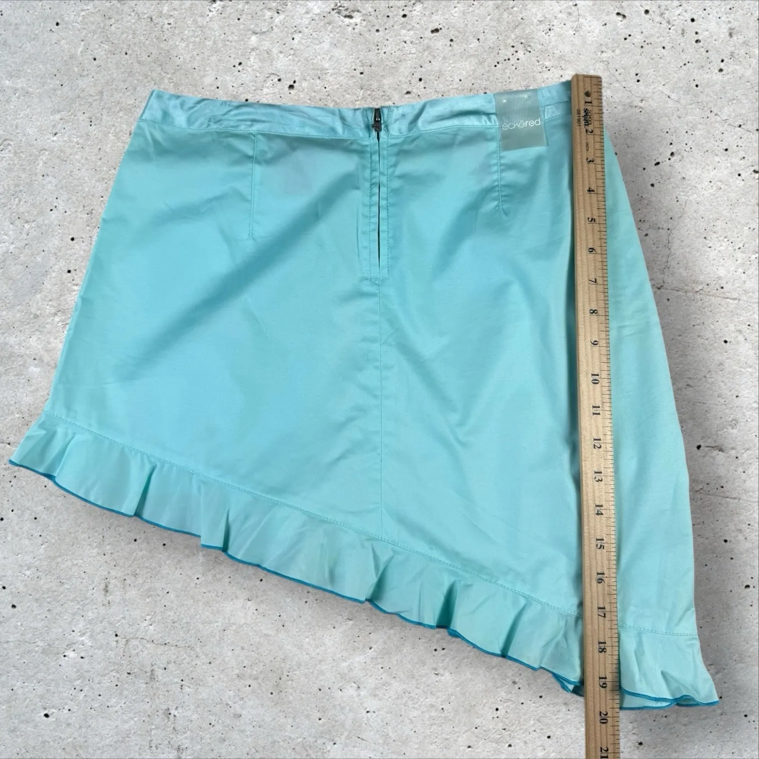 Vtg Y2K 90s Ecko Asymmetric Bias Hem Blue Mini Skirt‎ Fairycore Whimsical Sz 9 - Image 5