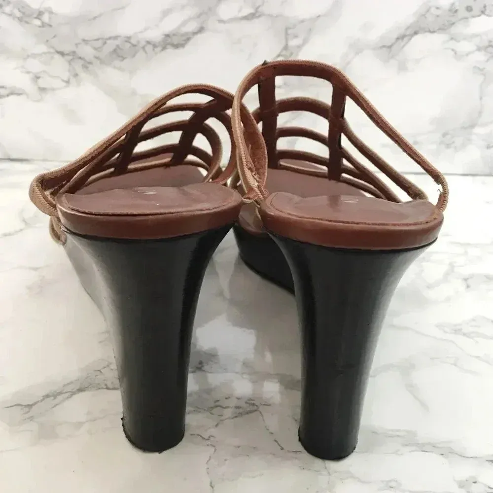Donald J. Pliner Couture Strappy Wedge‎ Slides Brown Size 8 - Image 3