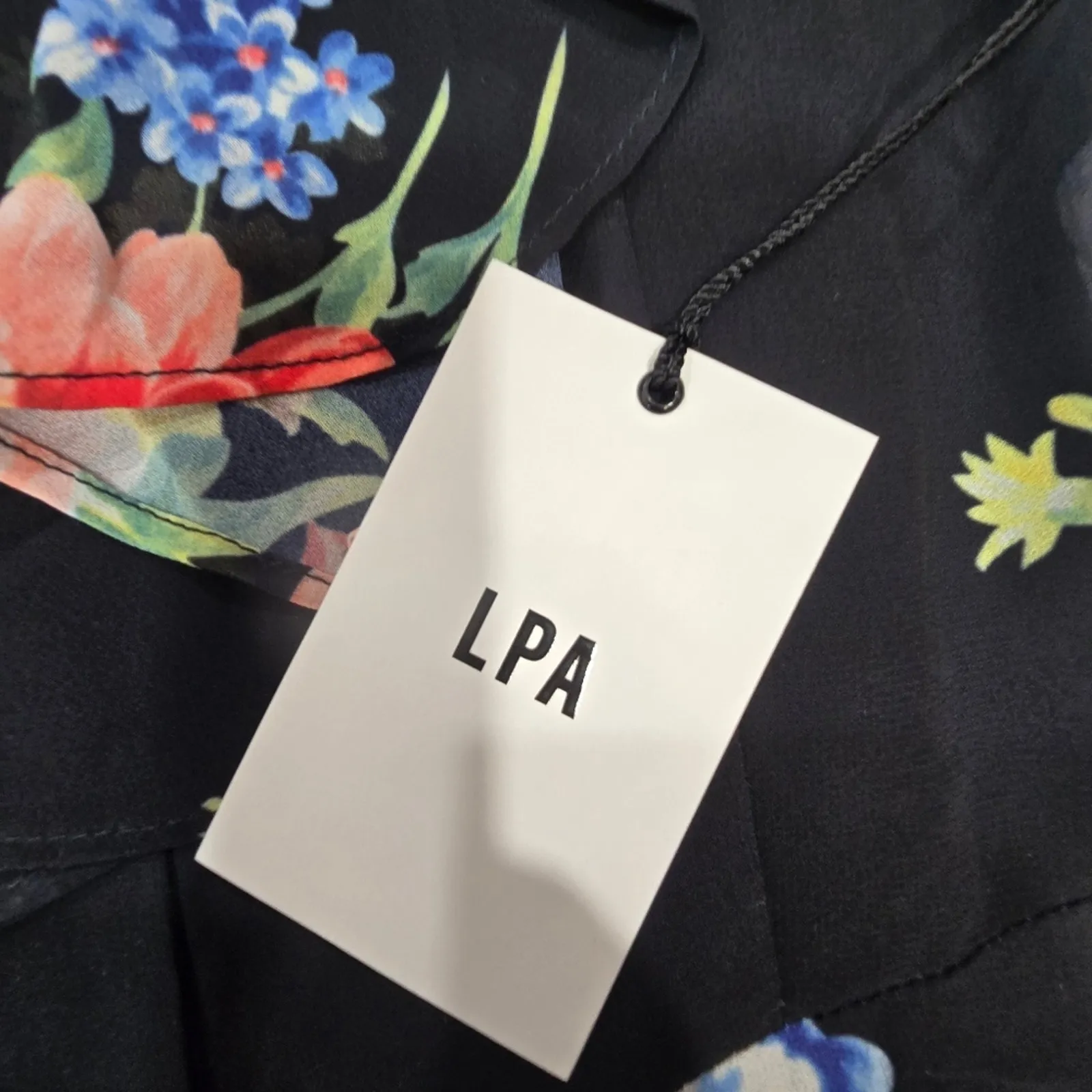 LPA Button Up Midi Dress in Midnight Roses Medium - Image 6