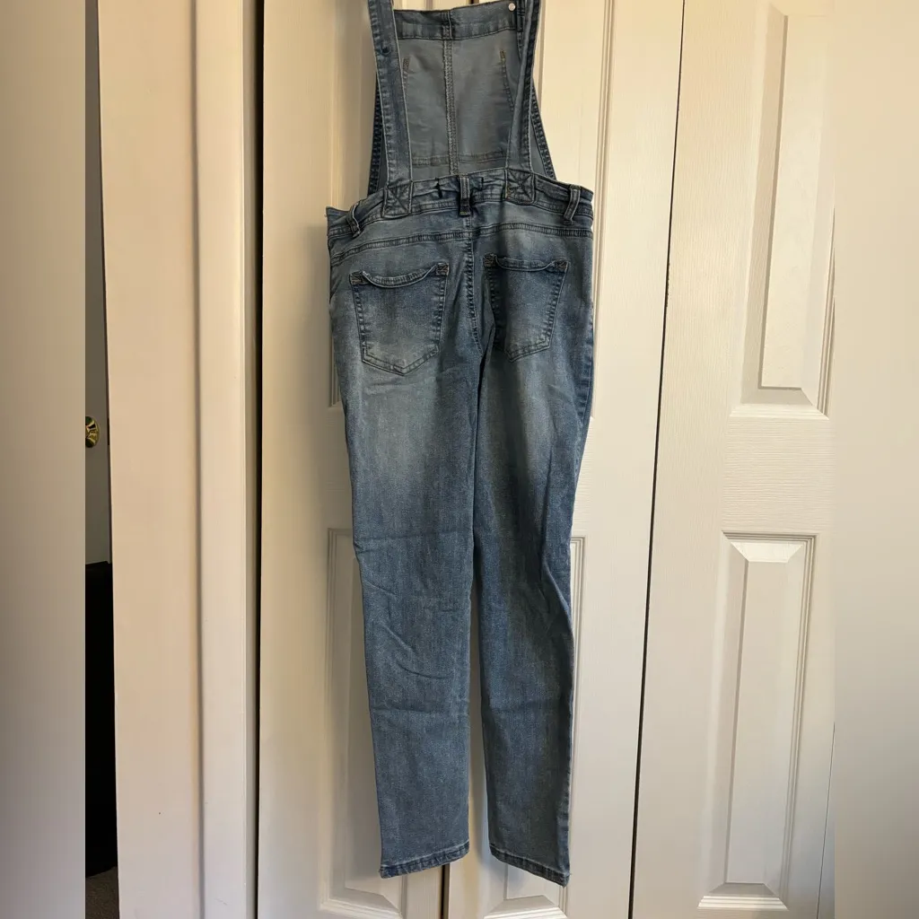 Wallflower Distressed Denim Overalls – Size Medium Blue - Image 8