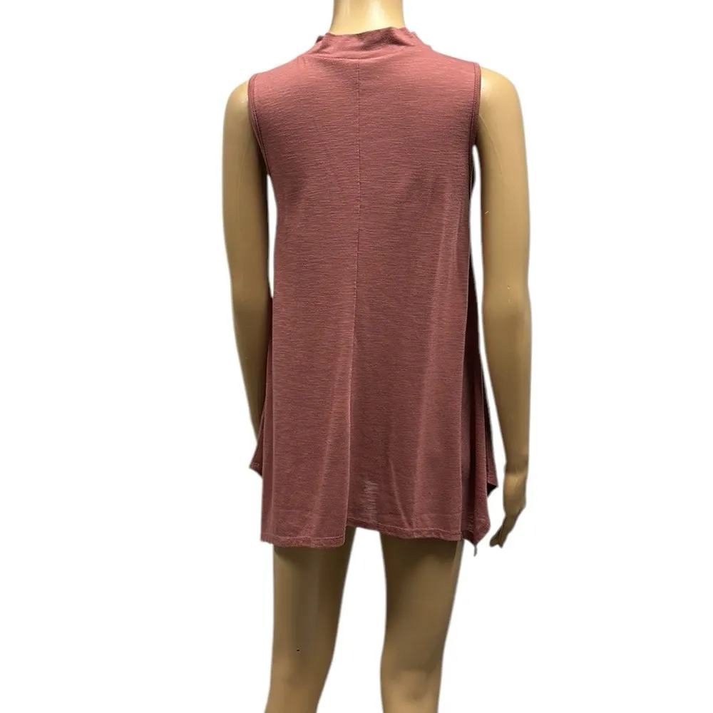 Charming Charlie Lace Up Front High Neck Sleeveless Asymmetrical Hem Tunic Top M - Image 6