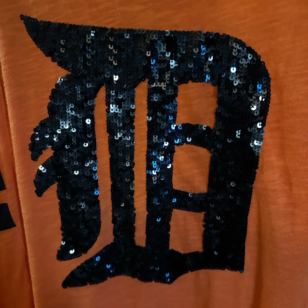 Victoria’s Secret Pink! Detroit tigers Orange Tank Top with Sequin D Logo! - Image 2