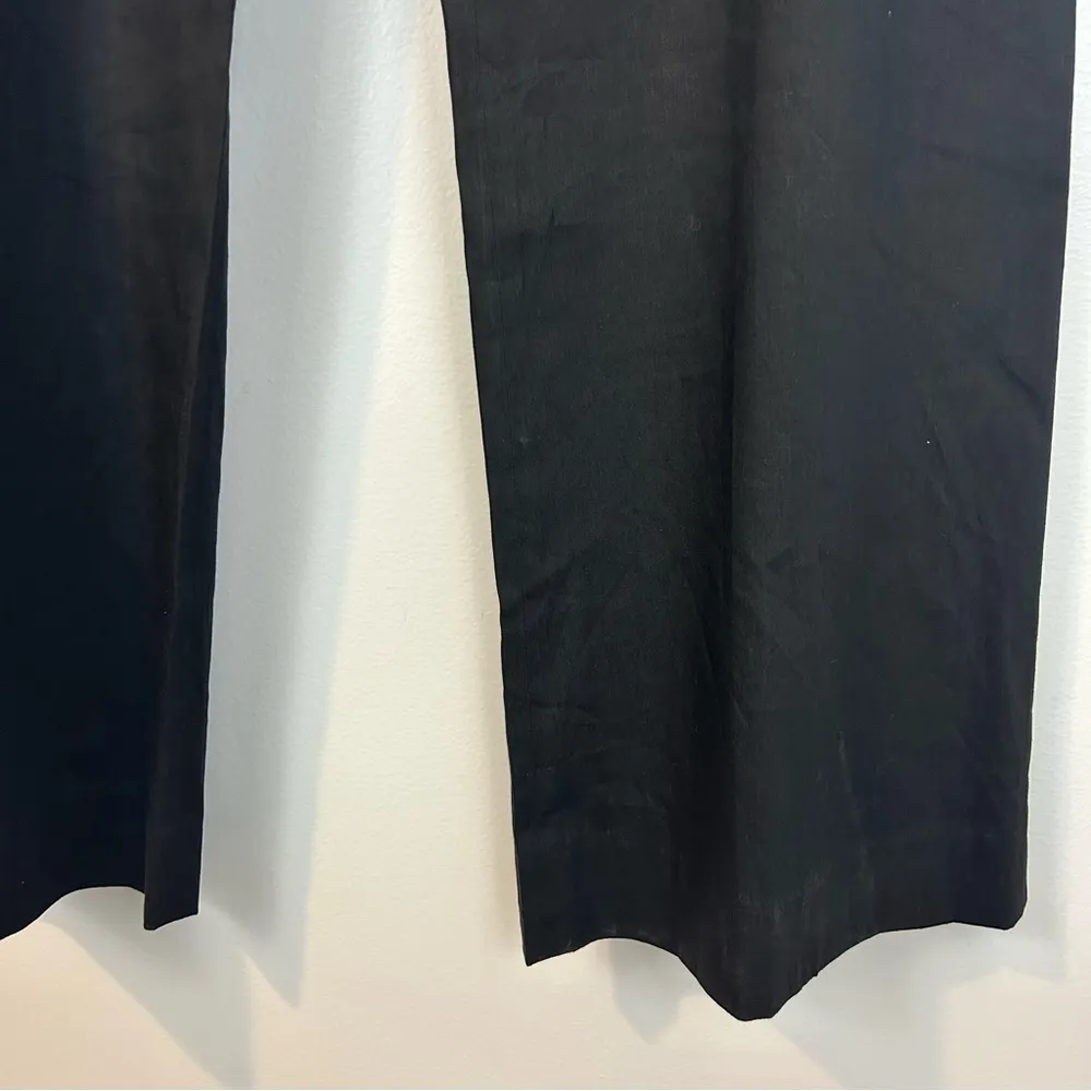 Donna Karan Black High Rise Linen Blend Wide Leg Black Pants Size 6 - Image 9