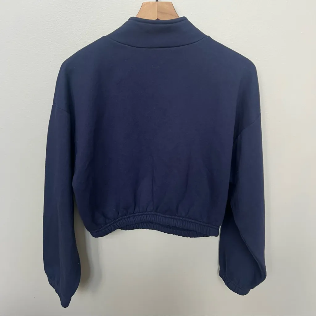 Roller Rabbit Navy Blue Cropped 1/2 Zip Sweatshirt Size M/L Half Zip Pullover - Image 4