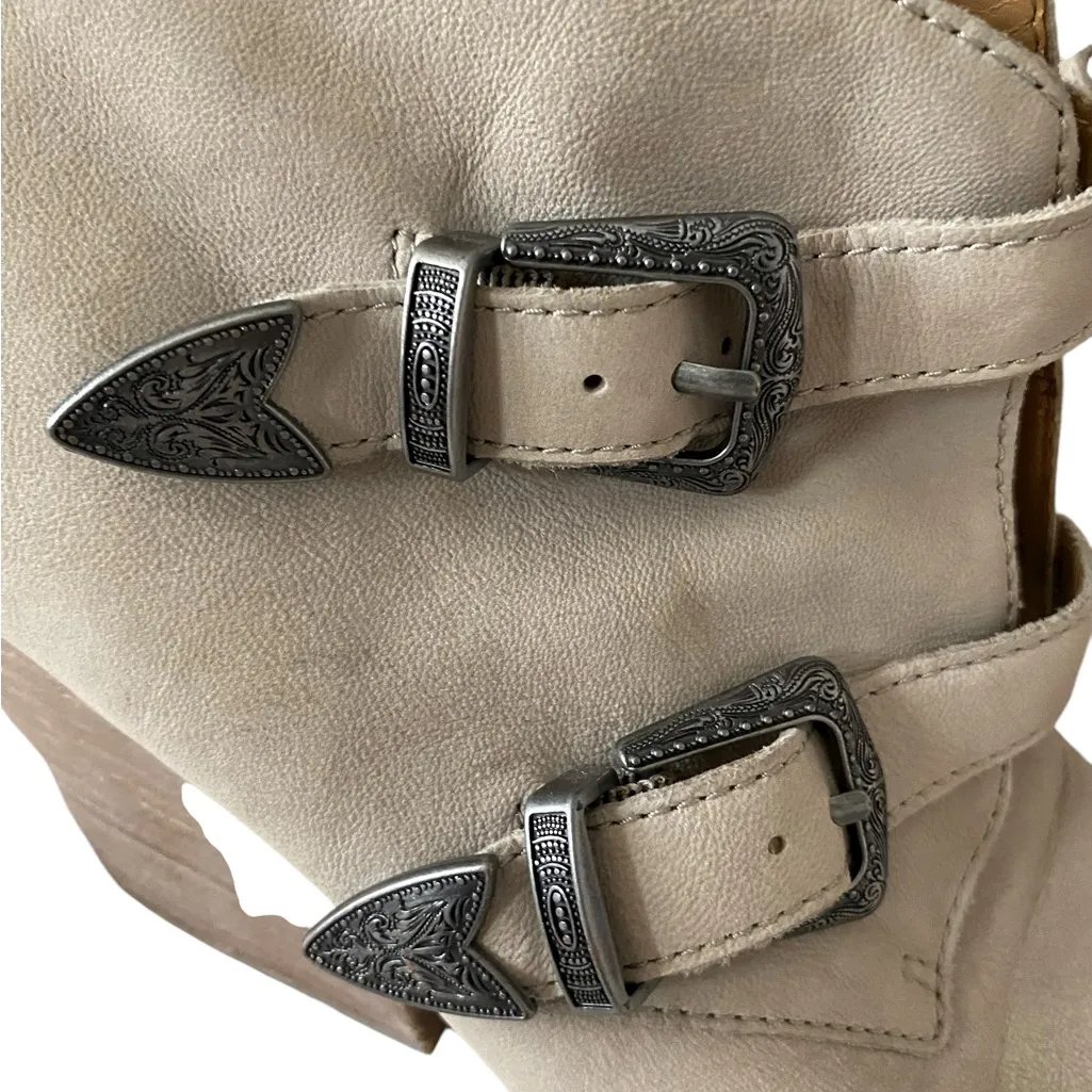 Franco Sarto Tan Granton Ankle Boots with Buckle Detail Suede Leather Block Heel - Image 7