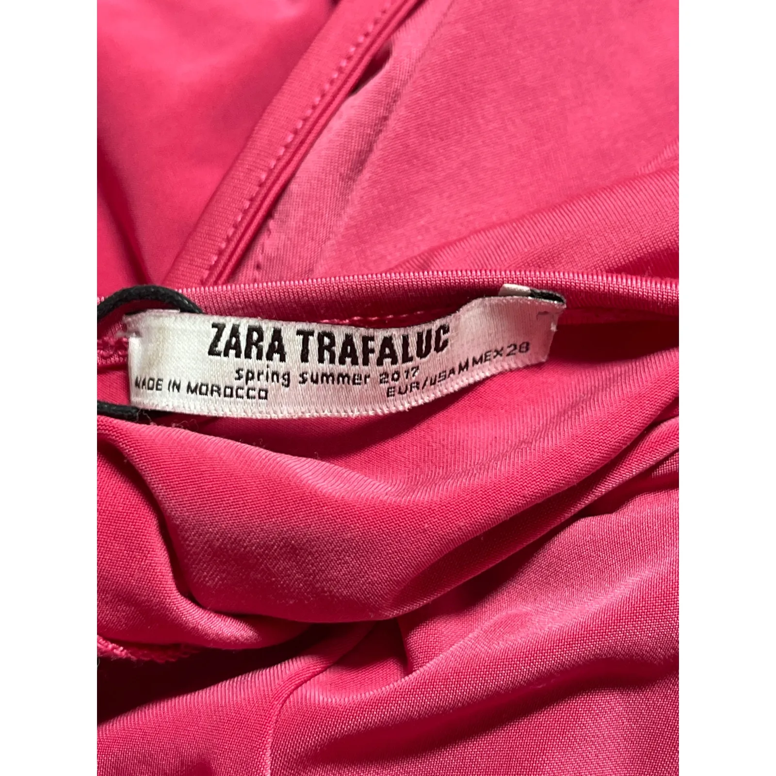 ZARA Pink Draped Long Sleeve Crew Neck Fitted Bodycon One Piece Bodysuit Top M - Image 3