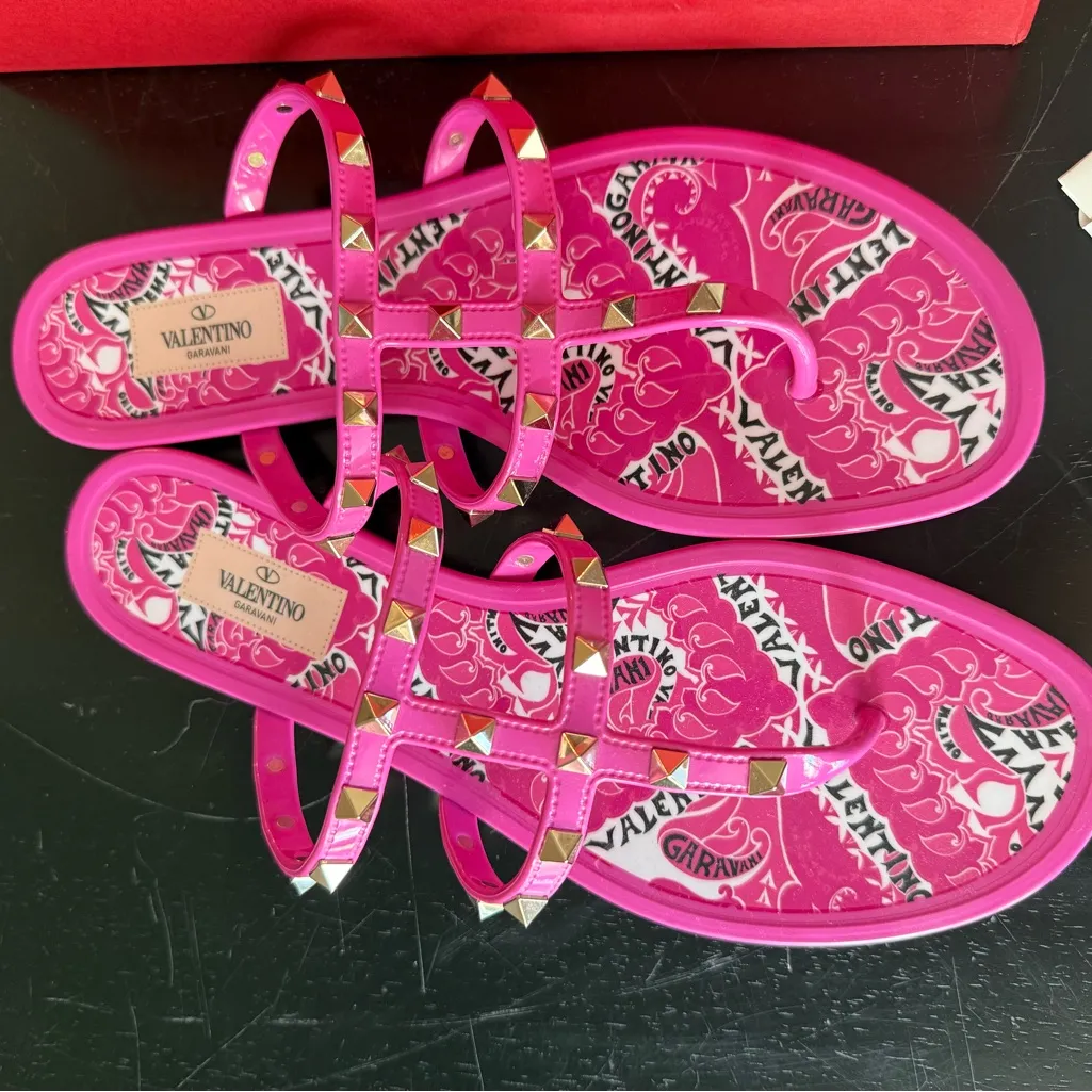 Valentino Garavani - Pink Rockstud Sandals - Image 3