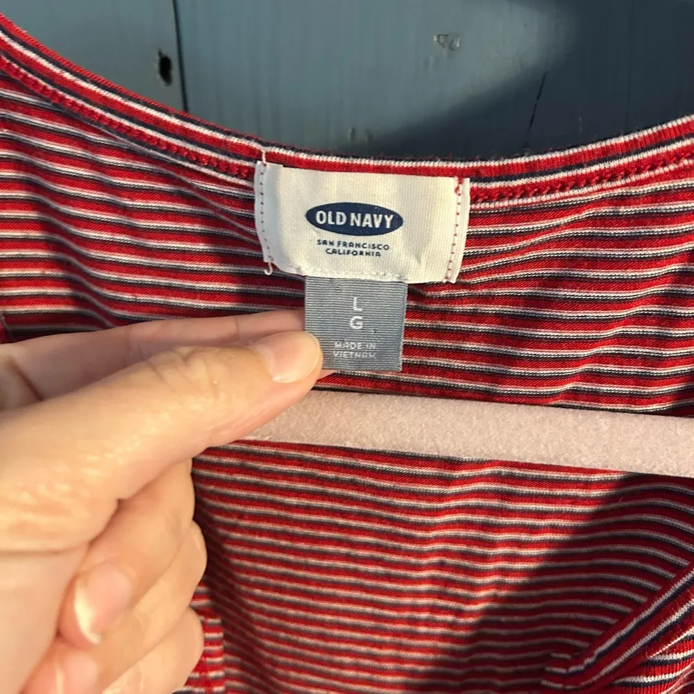 Old Navy Red Striped Sleeveless Top | Size Large - Image 2
