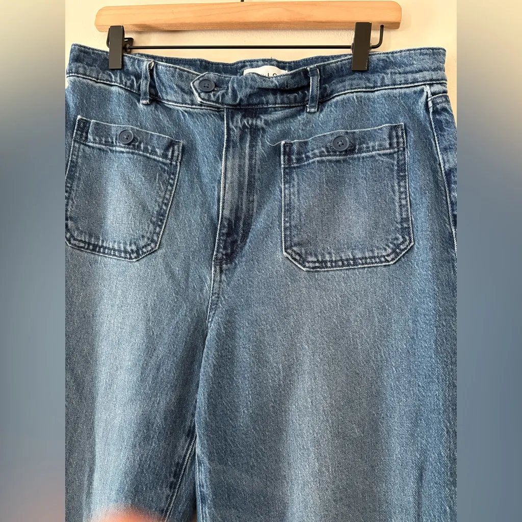 Sailor High Rise Wide Leg Crop Jeans in Vintage Indigo Blue Patch Pocket Size 12 - Image 8