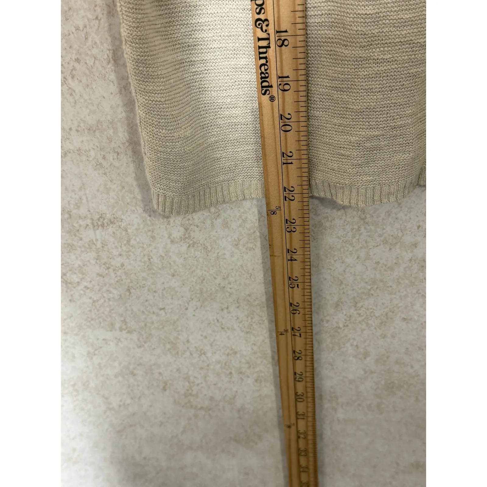 Eileen Fisher Beige Knit Short Sleeve Top Organic‎ Linen Cotton Blend PM Basic - Image 4